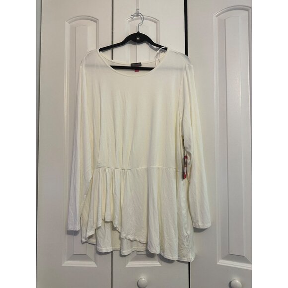 VINCE‎ CAMUTO New Ivory Long Sleeve Asymmetrical Hem Top Shirt Size 3X NWT $79 - Picture 3 of 7